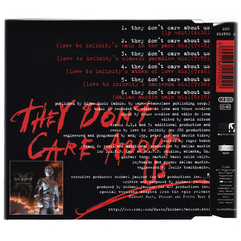 Vinilo Michael JACKSON 12 They Don'T Care About US/Epic ‎ Epc 662950 6  Nuevo